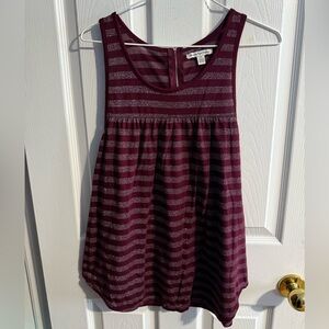 🎀 American Eagle Outfitters Burgundy and Gray Striped Tank Top 🎀